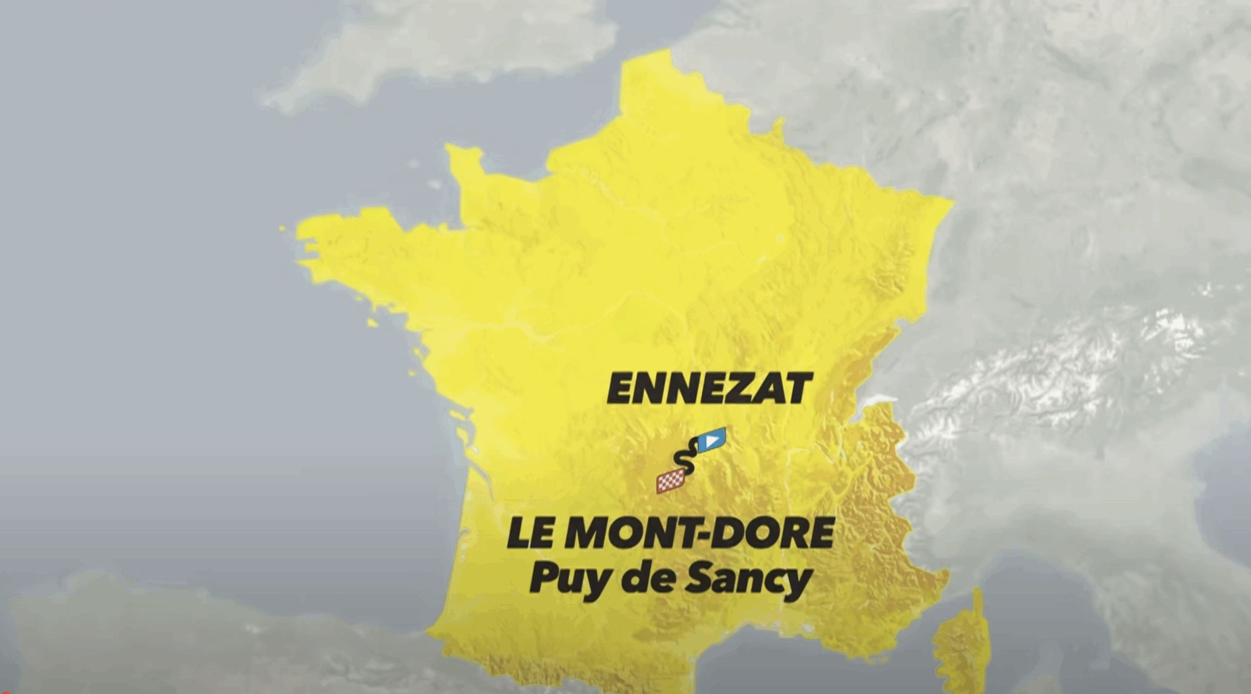 France map highlighting Ennezat and Le Mont-Dore (Puy de Sancy)